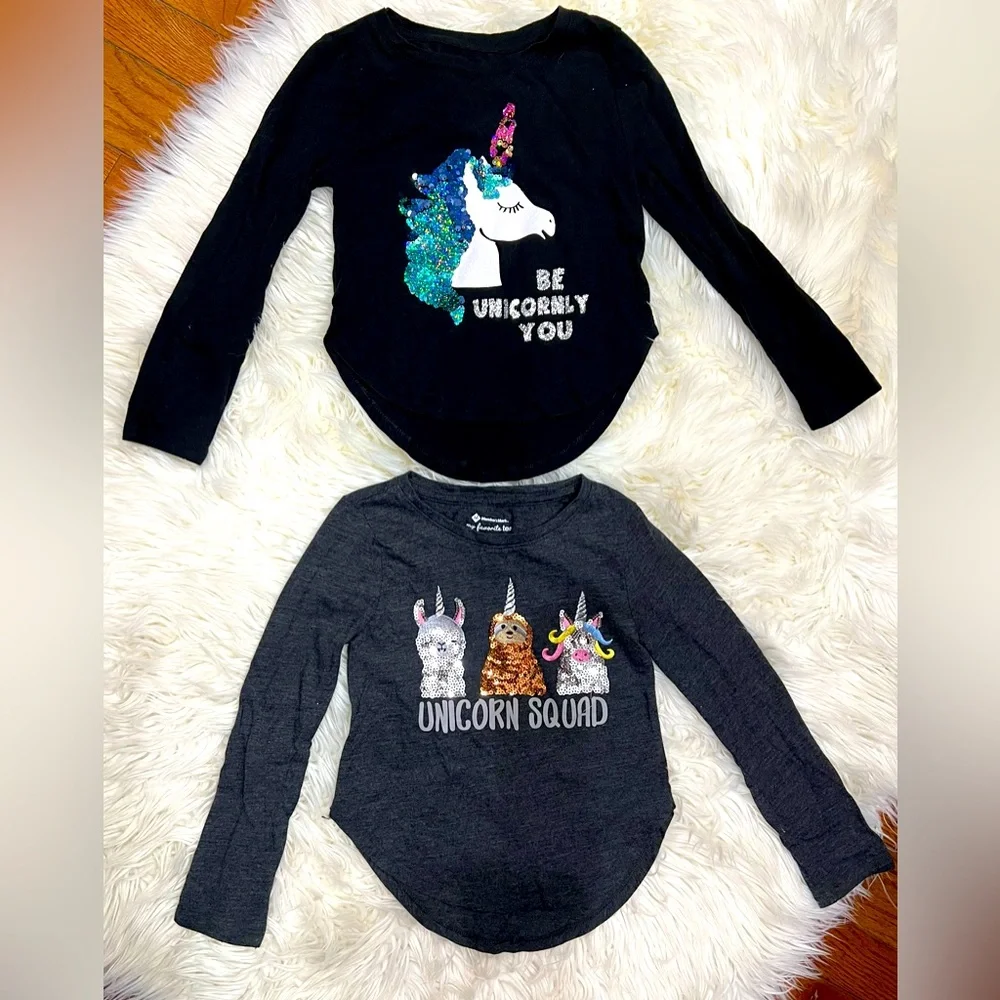 So cute long-sleeve tee’s for little girls Size - 4/5 Sparkle design.